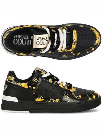 Jean Couture Logo 77YA3SJ4 ZP353 G89 Baroque Printing Men s Leather Sneakers 1052635 - VERSACE - BALAAN 1