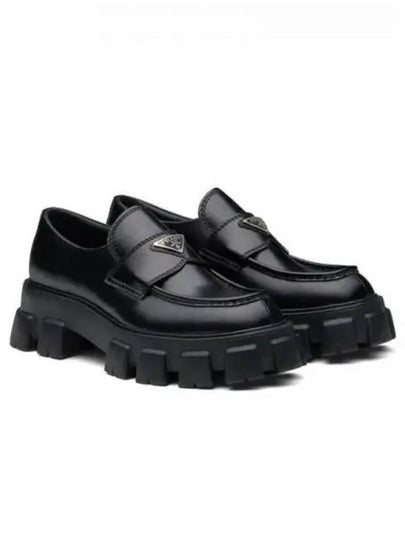 Monolith Brushed Leather Loafers Black - PRADA - BALAAN 2