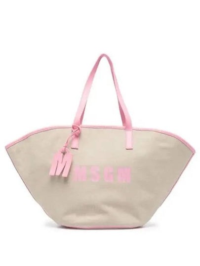 Logo Print Large Tote Bag Pink Beige - MSGM - BALAAN 2