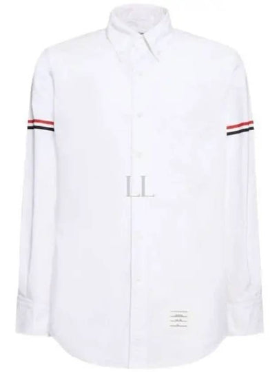 Oxford Striped Grosgrain Armband Classic Long Sleeve Shirt White - THOM BROWNE - BALAAN 2