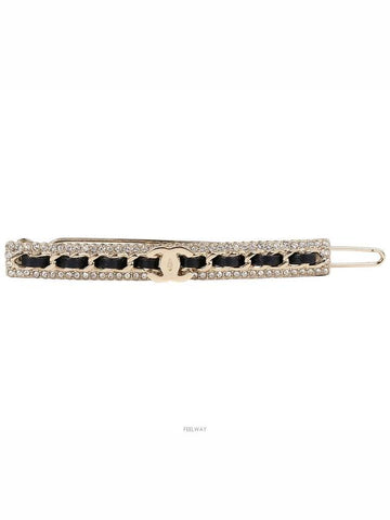 Crystal chain trim CC hairpin black champagne gold 73666 - CHANEL - BALAAN 1