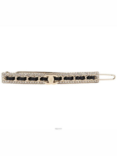 Crystal chain trim CC hairpin black champagne gold 73666 - CHANEL - BALAAN 1