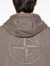 Logo Print Cotton Hoodie Brown - STONE ISLAND - BALAAN 3