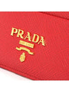 Metal Logo Saffiano Card Wallet Red - PRADA - BALAAN 5