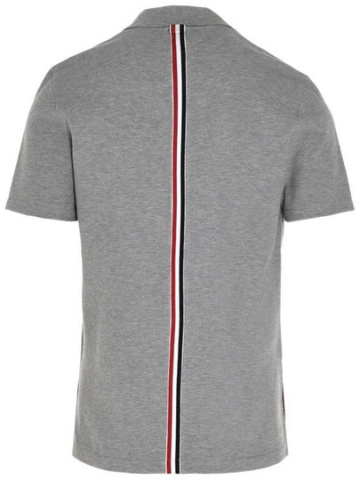 Men's Cotton Pique Center Bag Striped Short Sleeve Polo Shirt Grey - THOM BROWNE - BALAAN 2