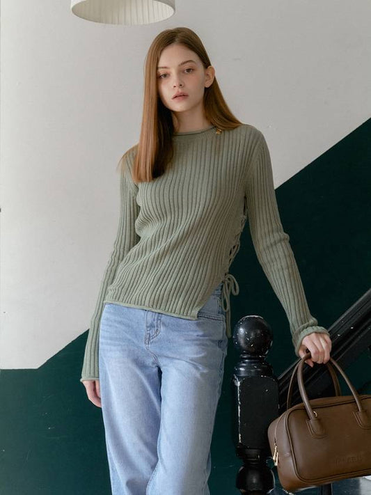 ANC SIDE STRAP KNIT TOP_KHAKI - ANOETIC - BALAAN 1