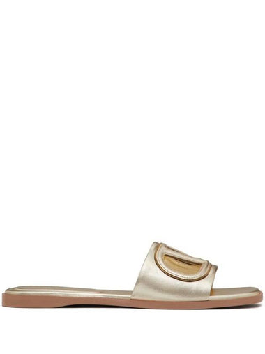 Women's V Logo Slide Slippers Platinum - VALENTINO - BALAAN 1