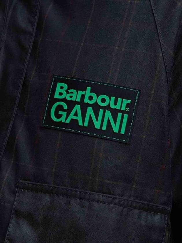 Ganni Tartan Waxed  Anorak Jacket Black - BARBOUR - BALAAN 4