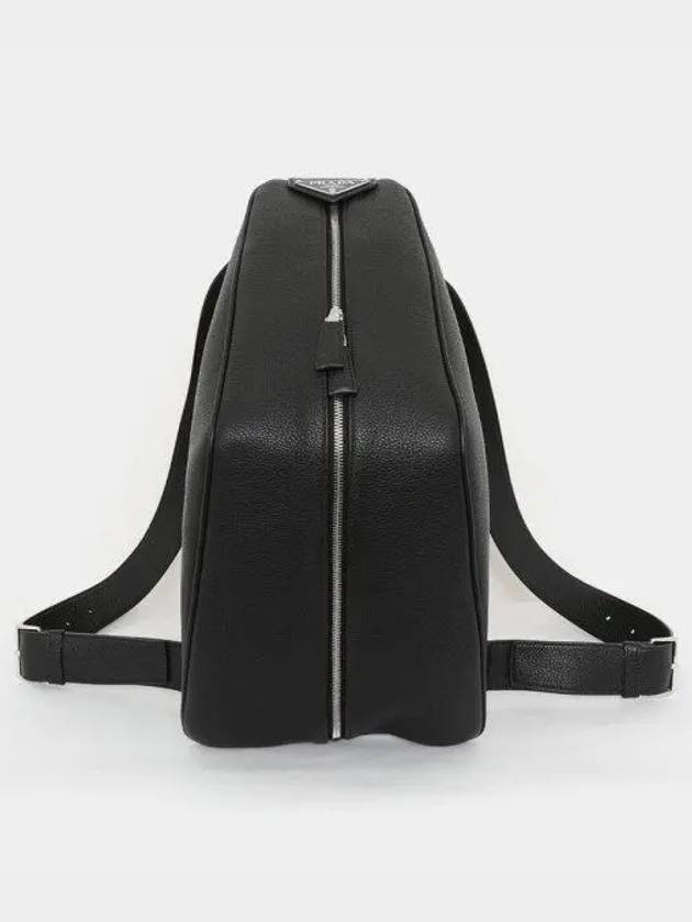 Triangle Logo Leather Backpack Black - PRADA - BALAAN 2