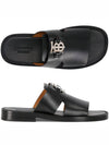 Monogram Motif Leather Sandals Black - BURBERRY - BALAAN.