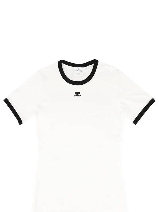 Contrast Signature Short Sleeve T-Shirt White - COURREGES - BALAAN 2