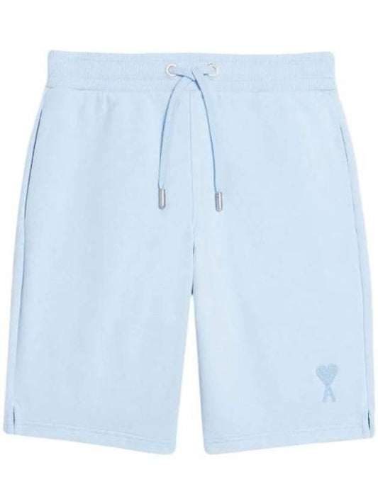 Men's Small Heart Logo Drawstring Shorts Sky Blue - AMI - BALAAN 1