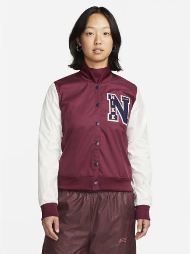 01 DZ4630 638 Women’s NSW Varsity Jacket Burgundy White - NIKE - BALAAN 1