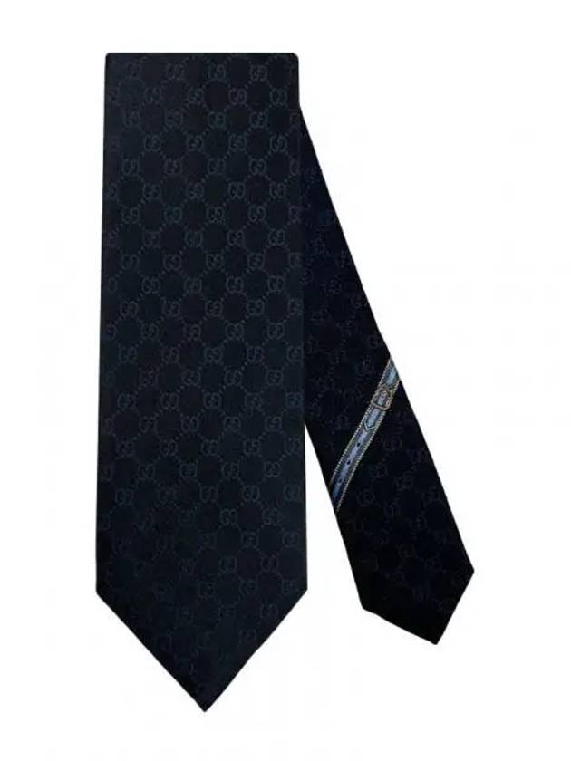 GG Pattern Silk Tie Navy Black - GUCCI - BALAAN 2