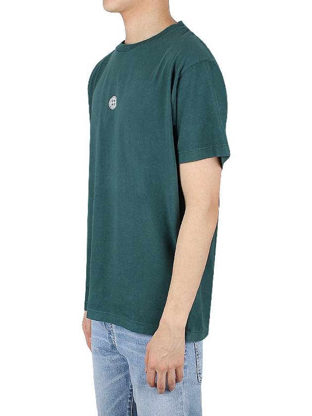 Garment Dyed Lettering One Print Cotton Jersey Short Sleeve T-Shirt Bottle Green - STONE ISLAND - BALAAN 4