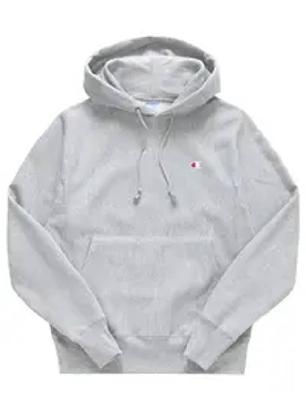 Reverse Weave Embroidered Logo Hoodie Grey - CHAMPION - BALAAN 1