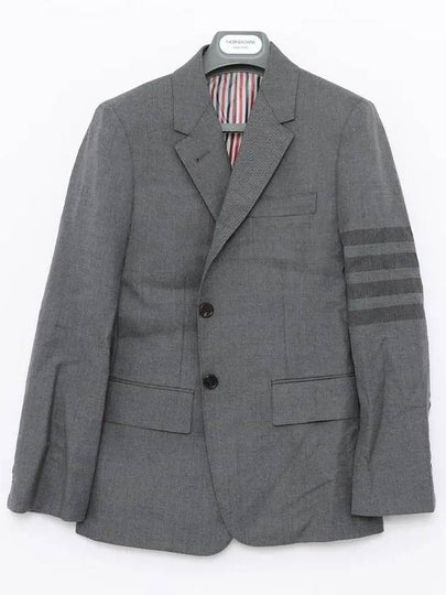 Women's Diagonal Stripe Single Breasted Wool Blazer Jacket Grey - THOM BROWNE - BALAAN 2