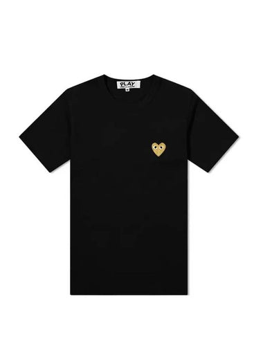 Gold Heart Wappen Short Sleeve T-Shirt Black - COMME DES GARCONS - BALAAN 1