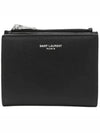 Grain de Poudre Embossed Leather Zipper Card Wallet Black - SAINT LAURENT - BALAAN 2