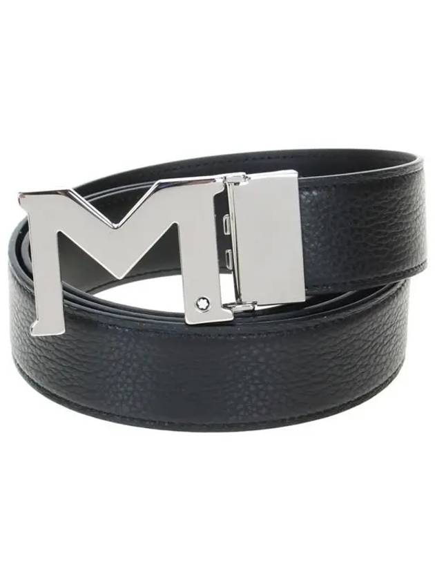 M Buckle Reversible Leather Belt Black - MONTBLANC - BALAAN 2