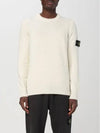 Logo Patch Lambswool Crewneck Knit Top Natural - STONE ISLAND - BALAAN 3