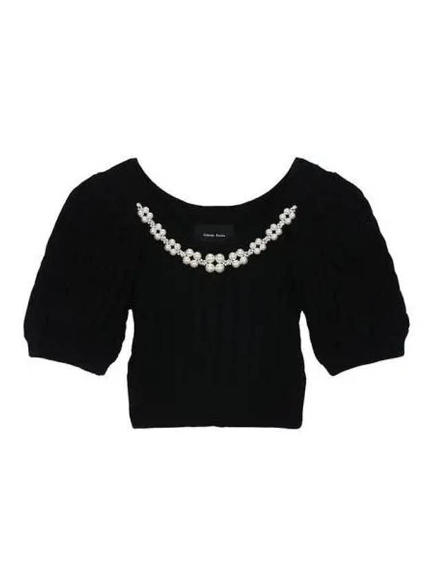 Knit Cropped Cable Sweater Black - SIMONE ROCHA - BALAAN 1