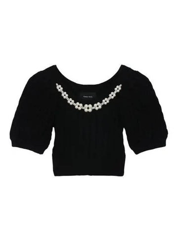 Knit Cropped Cable Sweater Black - SIMONE ROCHA - BALAAN 1