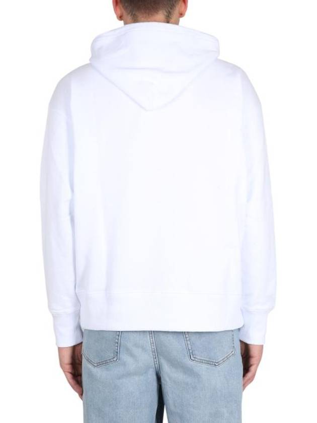 Milano Brushed Logo Cotton Hoodie White - MSGM - BALAAN 4