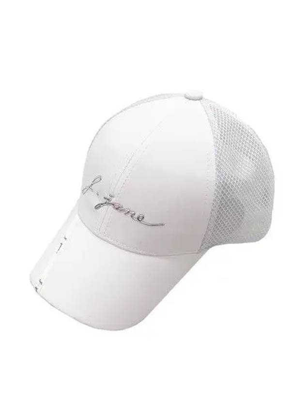 Golf Wear Ribbon Line Mesh Ball Cap White - J JANE - BALAAN 2