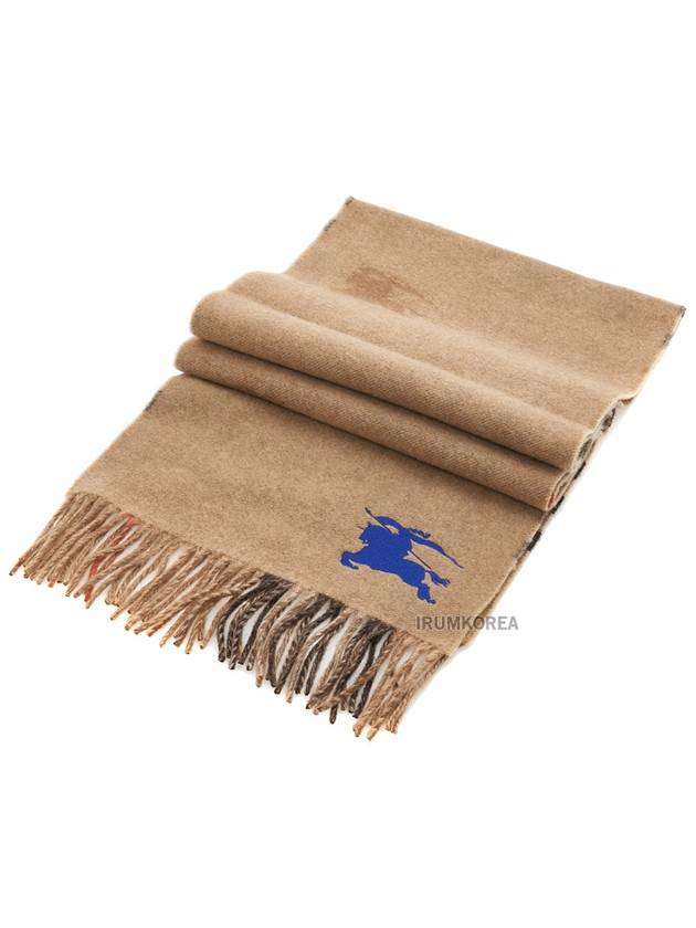 Check EKD Embroidered Reversible Cashmere Scarf Sand - BURBERRY - BALAAN 4