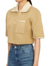 Le Maille Arco Contrasted Cropped Knit Polo Shirt Beige - JACQUEMUS - BALAAN 3