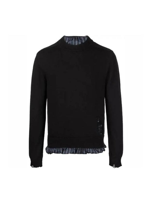 Men's Destroy Wool Knit Top Black - MAISON MARGIELA - BALAAN 1