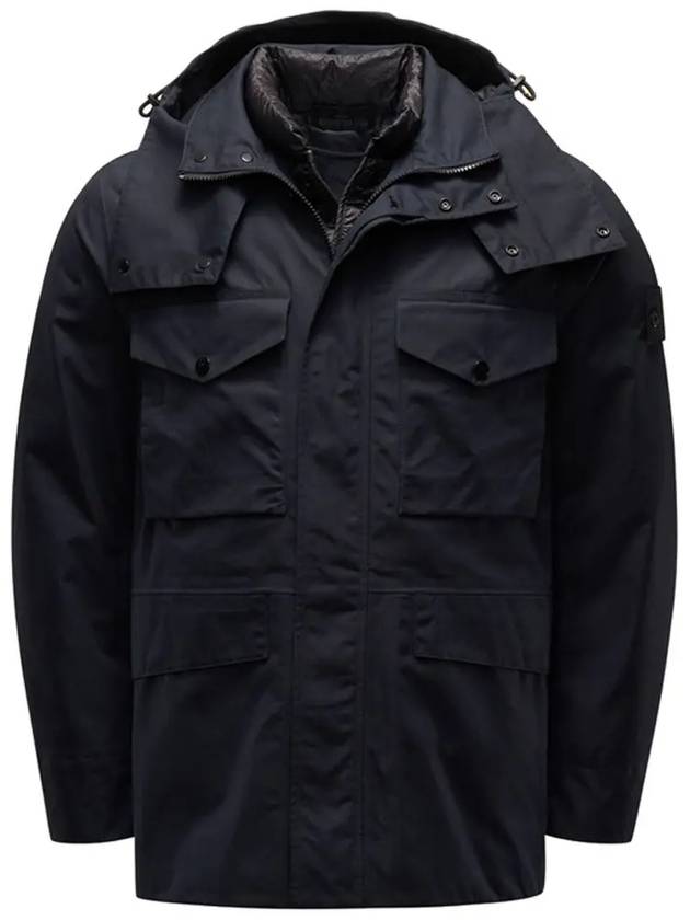 Men's Wappen Patch Ghost Piece Zip-Up Jacket Black - STONE ISLAND - BALAAN 3