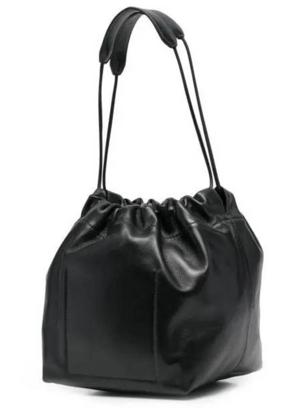 Drawstring Leather Small Cross Bag Black - JIL SANDER - BALAAN.