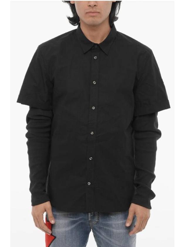 Marley Layered Cotton Long Sleeve Shirt Black - DIESEL - BALAAN 2