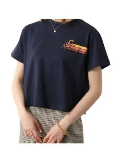 Embroidery Logo Short Sleeve T-Shirt Navy - A.P.C. - BALAAN 2