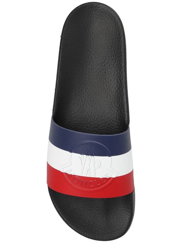 Basil Logo Striped Slippers Black - MONCLER - BALAAN 7