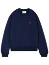 Heart Logo Organic Cotton Sweatshirt Navy - AMI - BALAAN 2