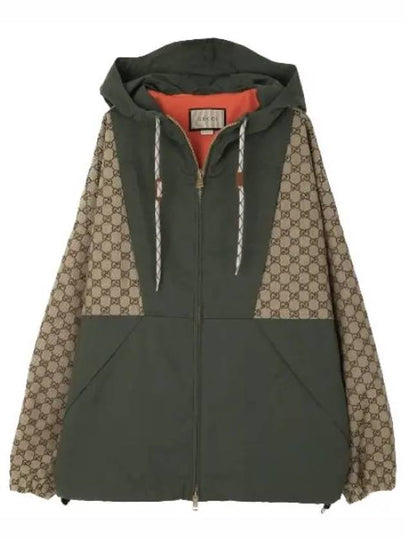 GG Cotton Canvas Zip-Up Jacket Green Beige - GUCCI - BALAAN 2