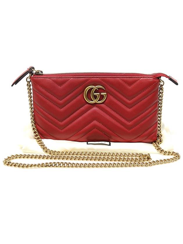 443447 Red matelass gold chain GG Marmont mini cross bag - GUCCI - BALAAN 2