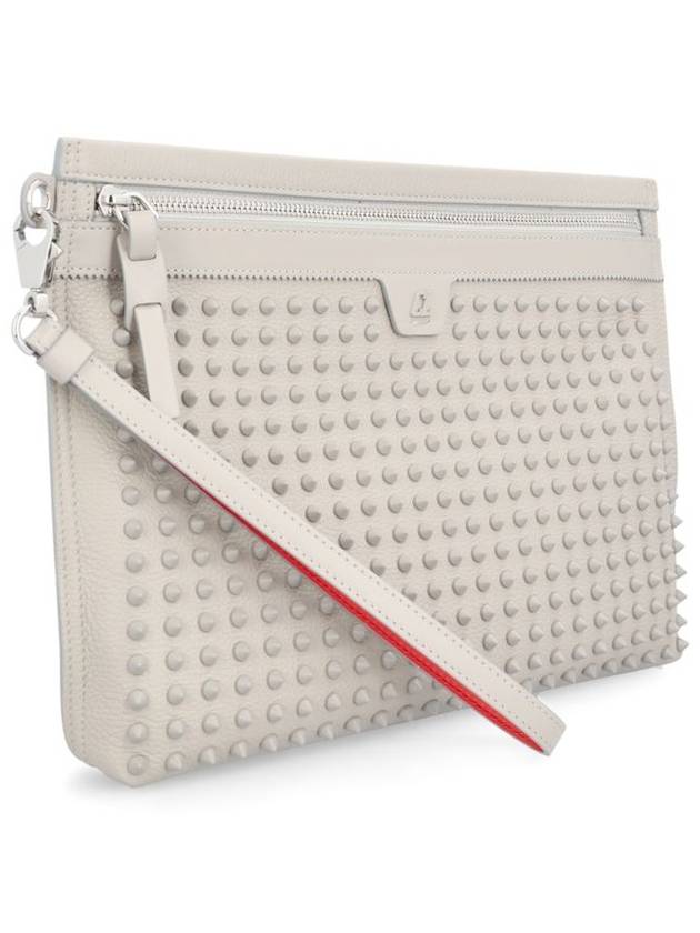 Spike Leather Clutch Bag White - CHRISTIAN LOUBOUTIN - BALAAN 3