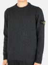 Wappen Patch Crew Neck Wool Knit Top Charcoal - STONE ISLAND - BALAAN 3