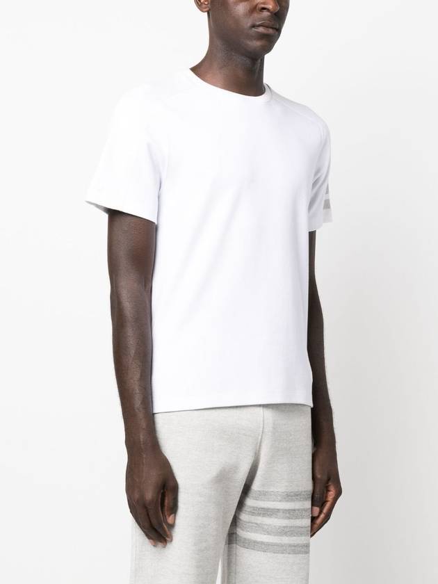 4-Bar Striped Cotton Short Sleeve T-Shirt White - THOM BROWNE - BALAAN 5