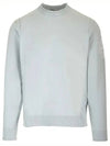 Compass Embroidered Crew Neck Organic Cotton Knit Top Sky Blue - STONE ISLAND - BALAAN 2