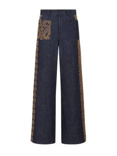 Flower Embroidered Cotton Denim Jeans Blue - DIOR - BALAAN 2