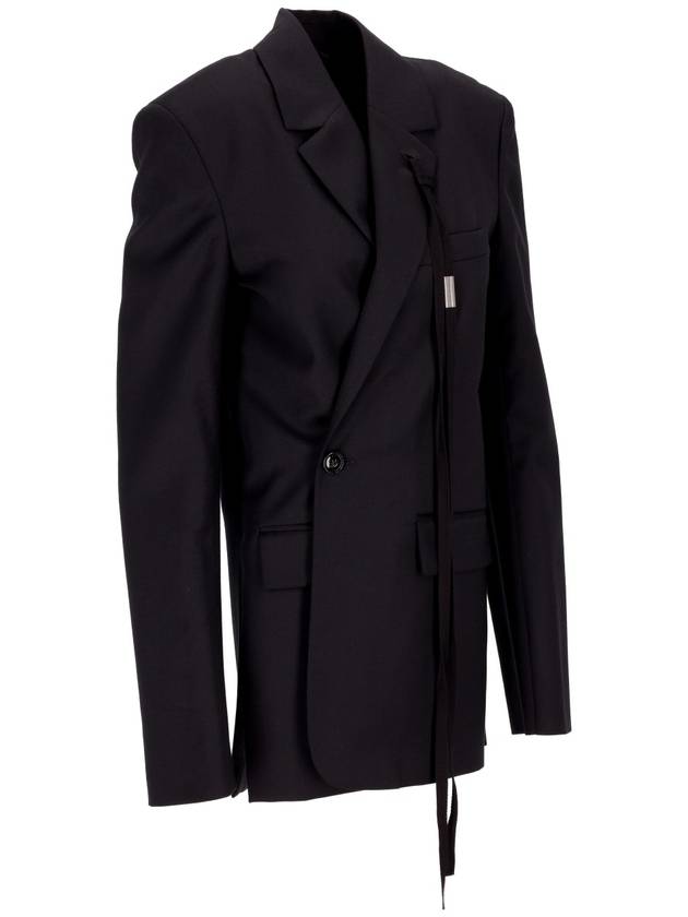 ELIN ASYMMETRIC CLOUSURE TAILORED JACKET WOOL TWIL - ANN DEMEULEMEESTER - BALAAN 3