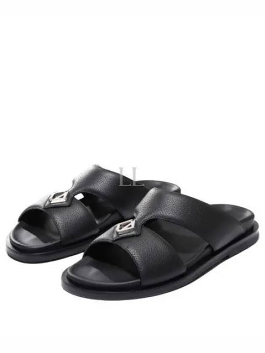 Aqua Grained Calfskin Sandal Black - DIOR - BALAAN 2