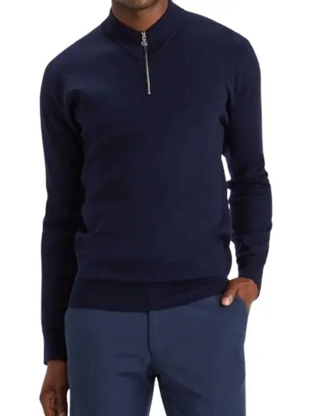 Quarter Zip Merino Wool Knit Top Navy - G/FORE - BALAAN 3