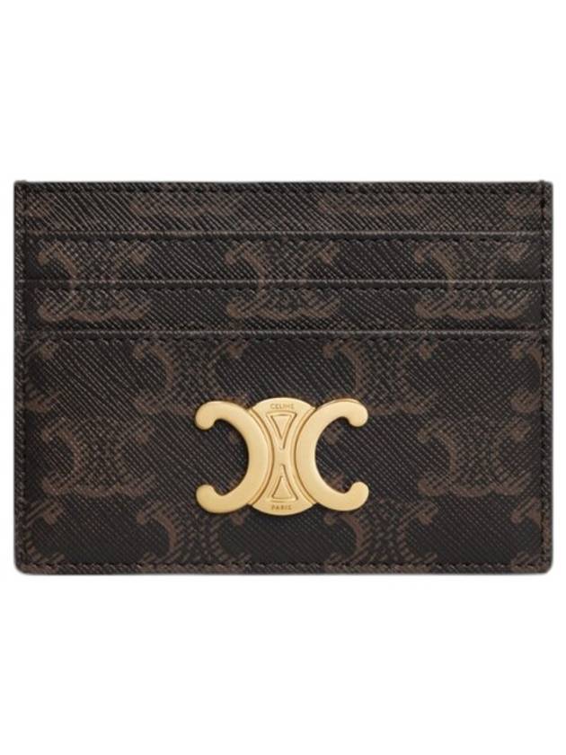 Triomphe Card Holder in Triomphe Canvas Tan - CELINE - BALAAN 3