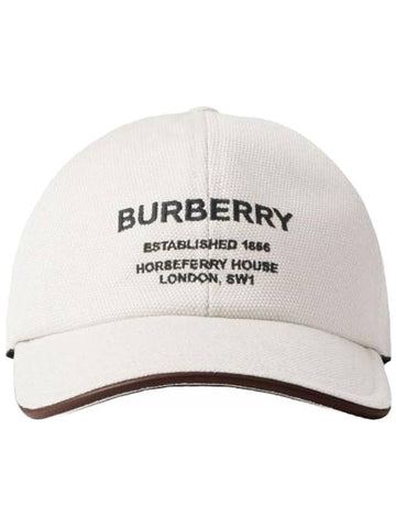 Horseferry Motif Cotton Canvas Ball Cap Ivory - BURBERRY - BALAAN 1